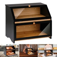 2-Tier Bamboo Bread Bin Food