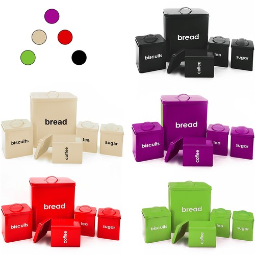 5pc piece metal bread bin - metal,