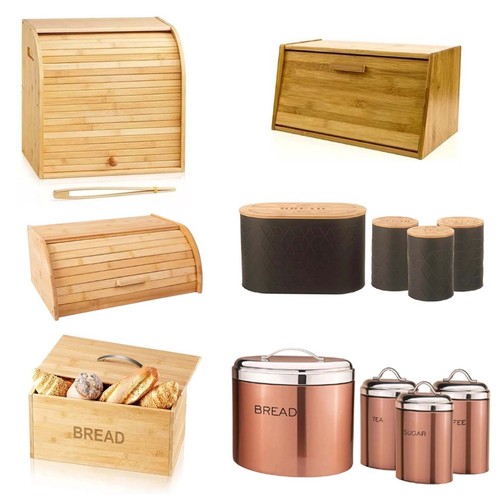 Bamboo wooden bread bin - bin, lift