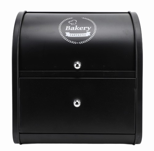 Metal bread box black - box,,
