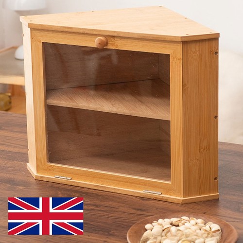Corner bamboo bread bin - bamboo, double