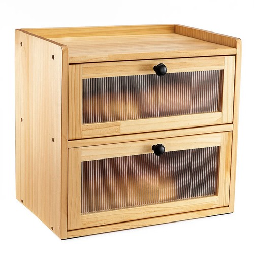 Wooden bread bin double - double, layer