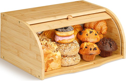 Bamboo bread box roll top - bamboo,